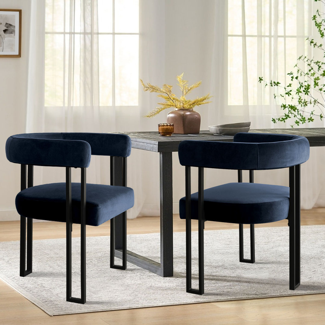 Adelyn 18.5" Seat Height Velvet Upholstered Kitchen Dining Armchair